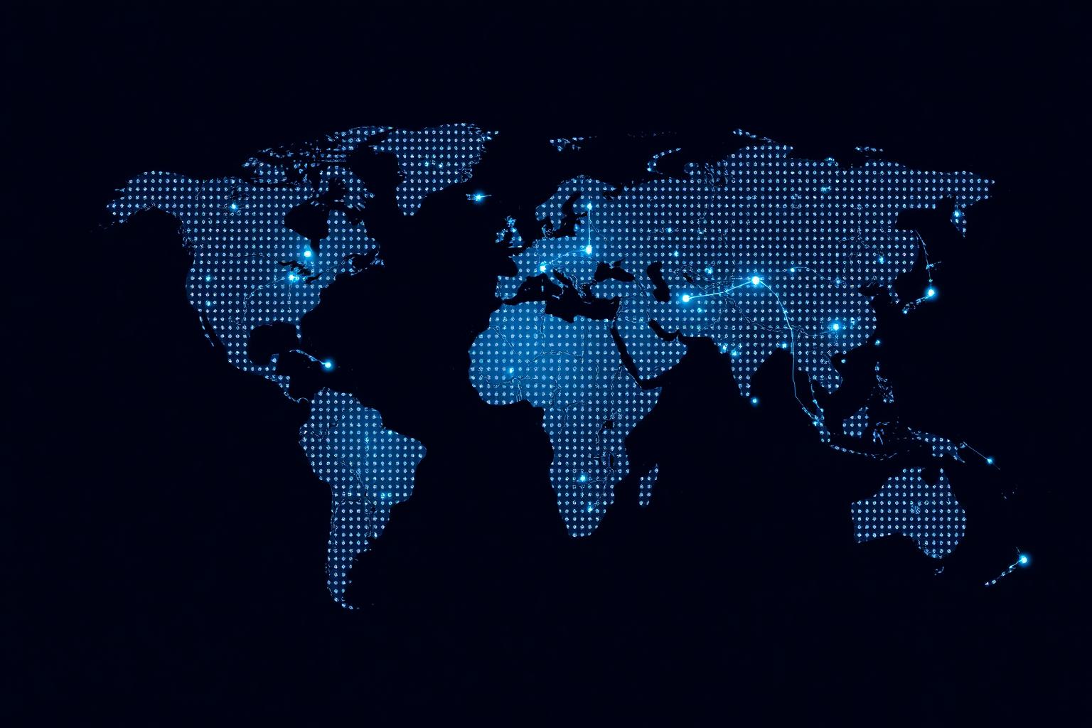 Stylized global network map showing Siravix's worldwide delivery coverage